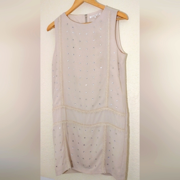 Endless Rose Beige Rhinestone And Trim Dress - Picture 4 of 8